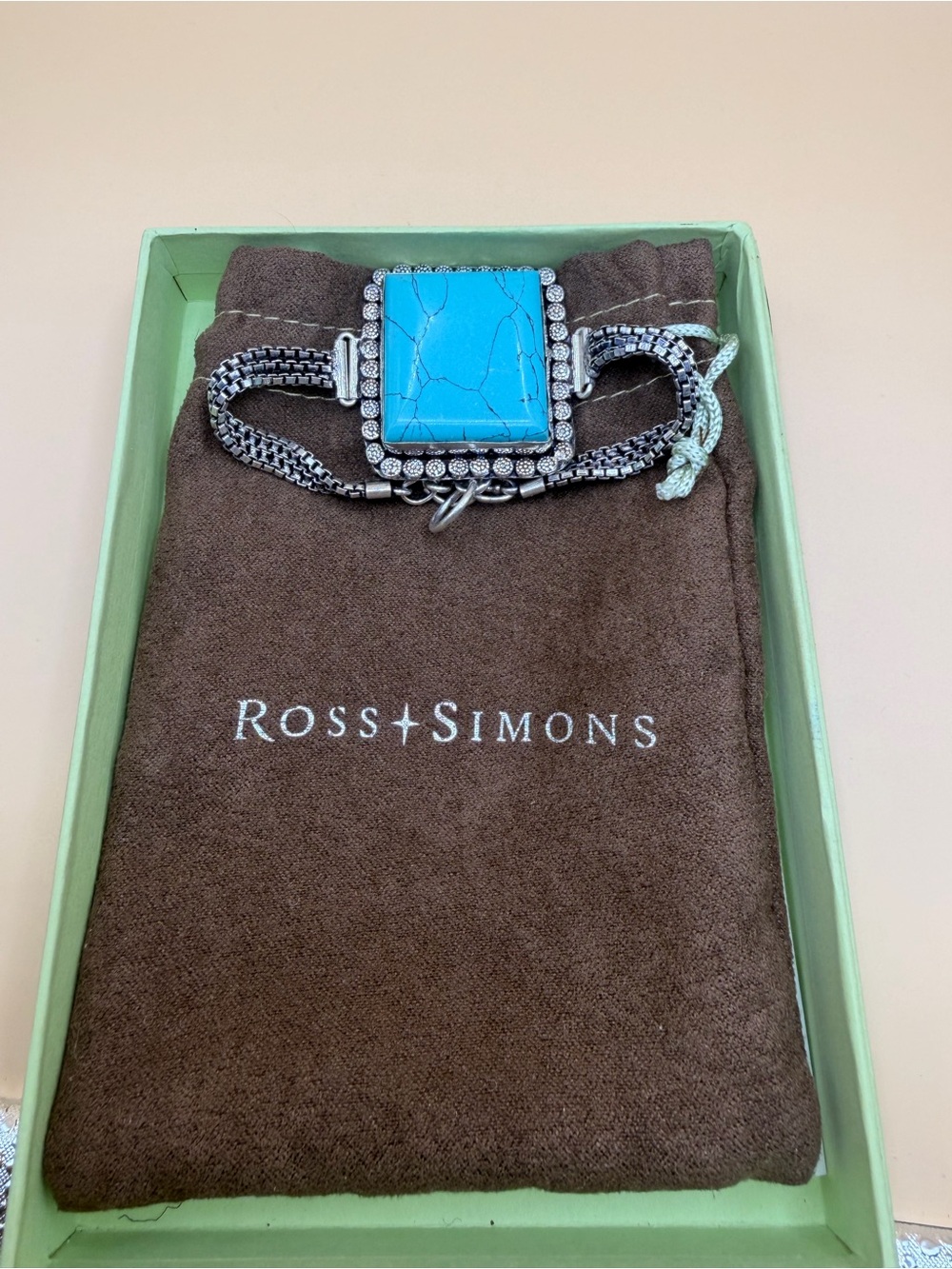 925 Sterling Silver Turquoise Bracelet 7.25 to 8”.